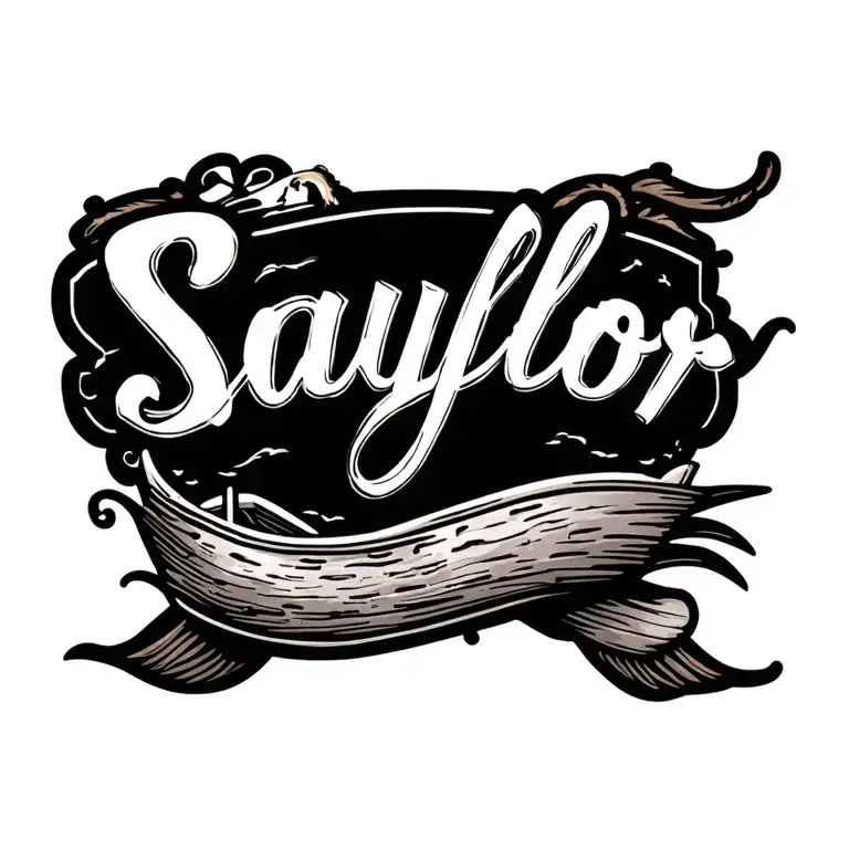 nautical Saylor name tattoo design idea