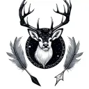 Deer antlers arrow sagittarius star constellation duck feather tattoo design idea