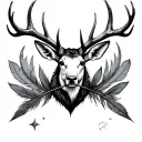 Deer antlers arrow sagittarius star constellation duck feather tattoo design idea