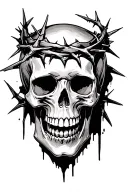 skull with crown of thorns from side view tattoo design idea