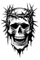skull with crown of thorns from side view tattoo design idea