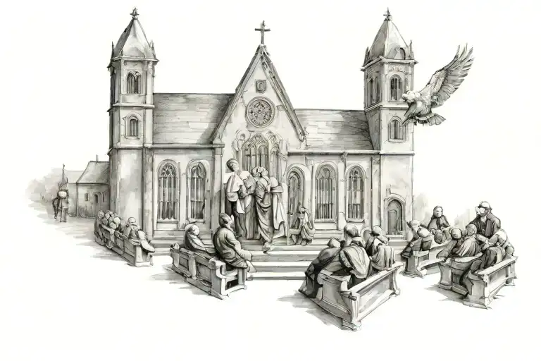 leaving a church choir sad tattoo design idea