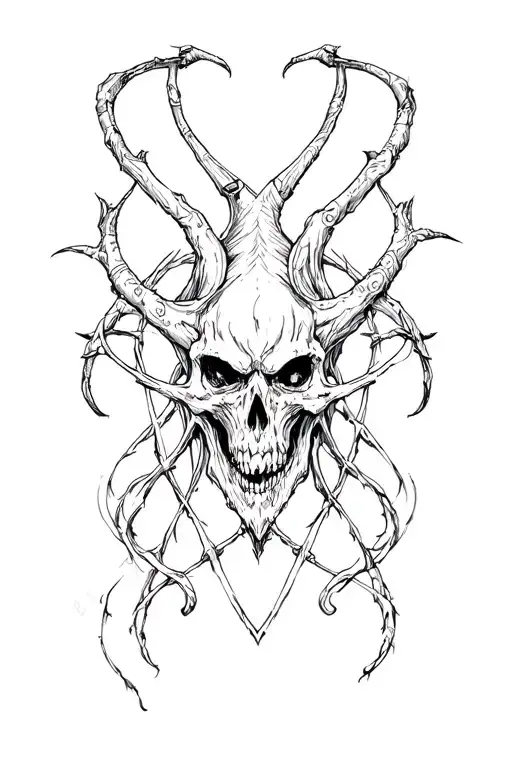 satanic line art tattoo design idea