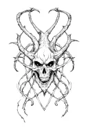 satanic line art tattoo design idea
