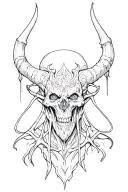 satanic line art tattoo design idea