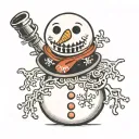 snowman with a skeleton face tattoo design idea
