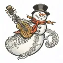snowman with a skeleton face tattoo design idea