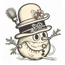 snowman with a skeleton face tattoo design idea