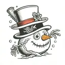 snowman with a skeleton face tattoo design idea