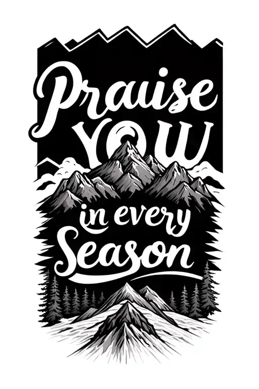 "Praise You in every season" Mountains inside the sun tattoo design idea