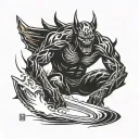 surfing demon tattoo design idea