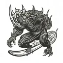 surfing demon tattoo design idea