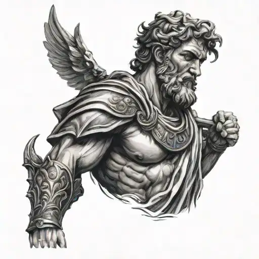 Ancient Roman god of justice tattoo design idea