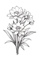 carnation, snowdrop narcissus, waterlily flower bouqets tattoo design idea