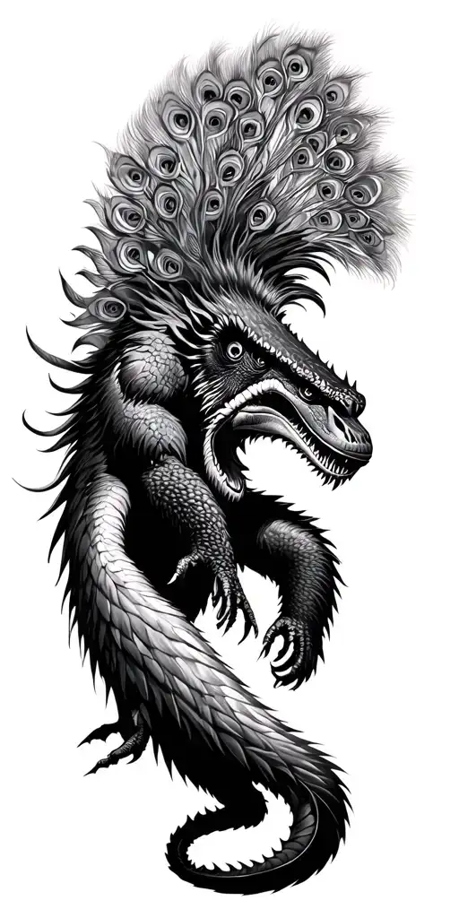 peacock, gorilla, bigfoot, dragon, shark all individually tattoo design idea