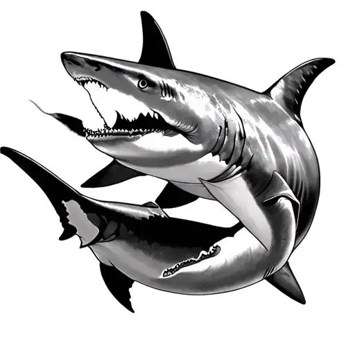 sharks swimming with shadow"you've got to keep swimming" tattoo design idea
