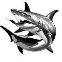 sharks swimming with shadow"you've got to keep swimming" tattoo design idea