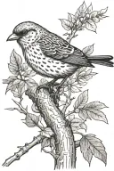 bird on tree branch tattoo design idea