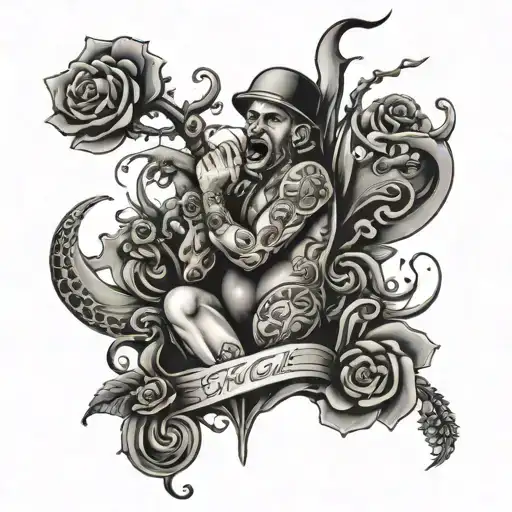 struggle of life tattoo, absurdness tattoo design idea