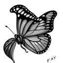 butterfly with the name Fay tattoo design idea