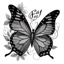 butterfly with the name Fay tattoo design idea