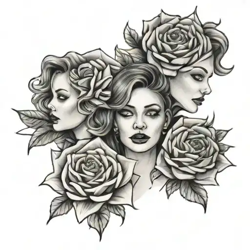 mum 2 daughters tattoo design idea