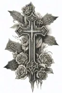 crosses, Luke 1:37 bible verse written underneath tattoo design idea