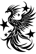 phoenix silhouette with stars tattoo design idea