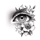 Eyes and flowers with wild animals tattoo design idea