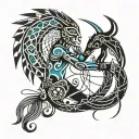 kokopelli with dream catcher entangled tattoo design idea