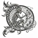 kokopelli with dream catcher entangled tattoo design idea
