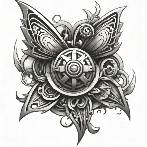 Beyblade with butterfly wings tattoo design idea