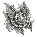 Beyblade with butterfly wings tattoo design idea