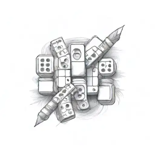 Domino piece with a 3 and a 4 on the sides tattoo design idea