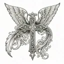 cross with angel wings   tattoo design idea