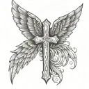 cross with angel wings   tattoo design idea