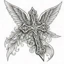 cross with angel wings   tattoo design idea