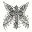 cross with angel wings   tattoo design idea