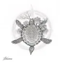 Turtle with tree of life growing off its back in a lightning storm tattoo design idea
