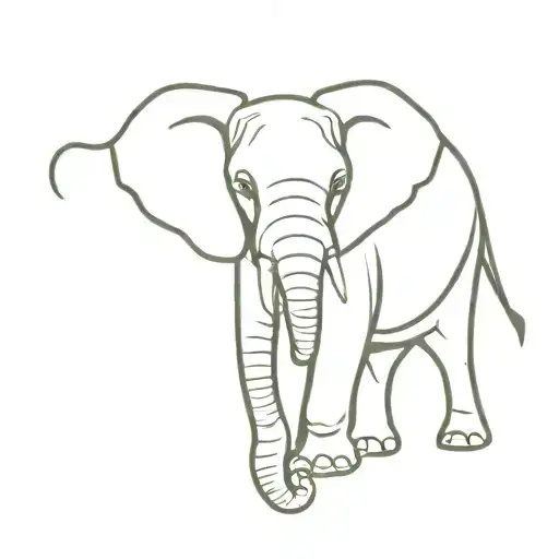 single continuous line that shaped elephant tattoo design idea