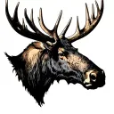 moose antlers silhouette tattoo design idea