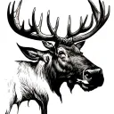 moose antlers silhouette tattoo design idea
