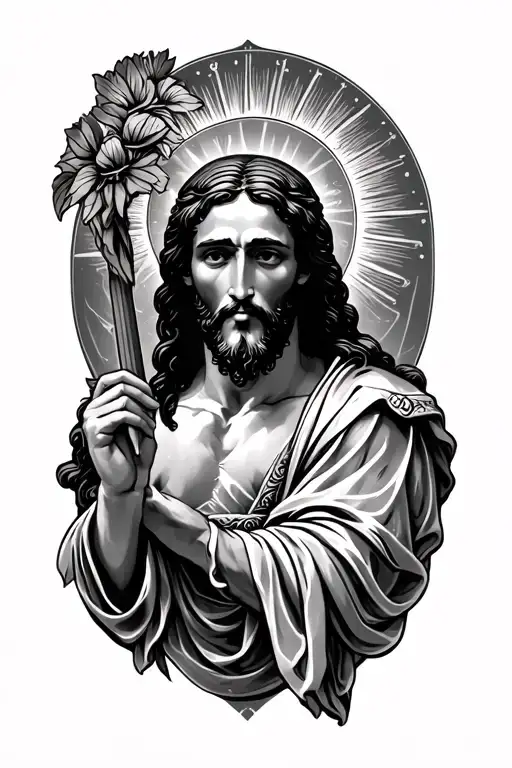 San Judas Tadeo with Jesus tattoo design idea