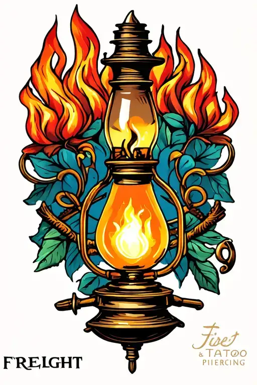 "Firelight Tattoo & Piercing" oil lamp tattoo design idea