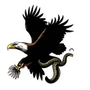 eagle flying over cactus with snake tattoo design idea
