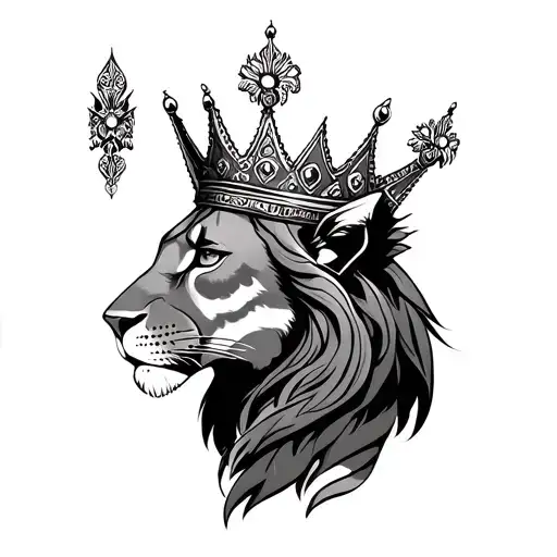Goddess Sekhmet feminine lioness wearing a crown tattoo design idea