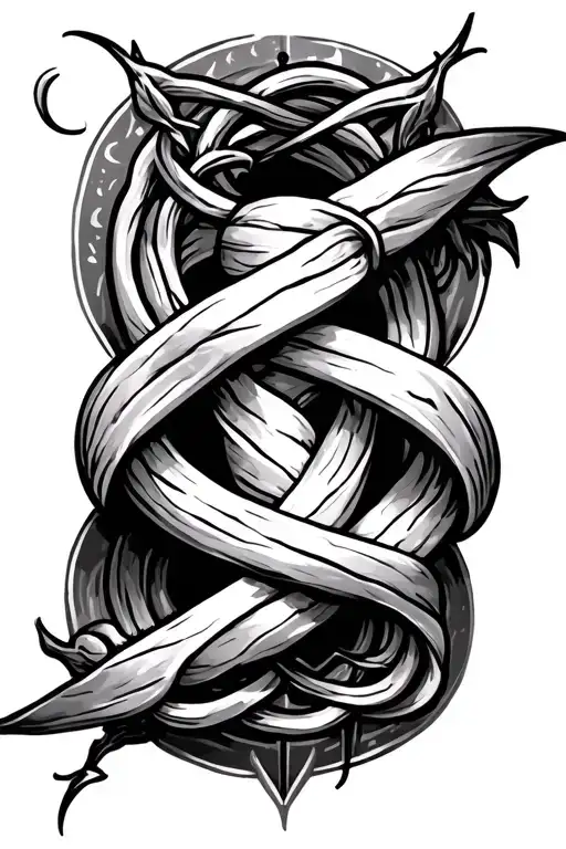 witches knot design incorporating elements tattoo design idea