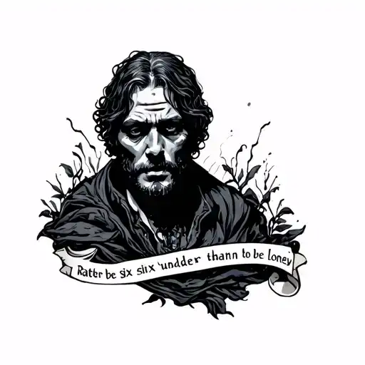 rather be six feet under than be lonely man tattoo design idea