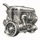 Derby car engine tattoo design idea
