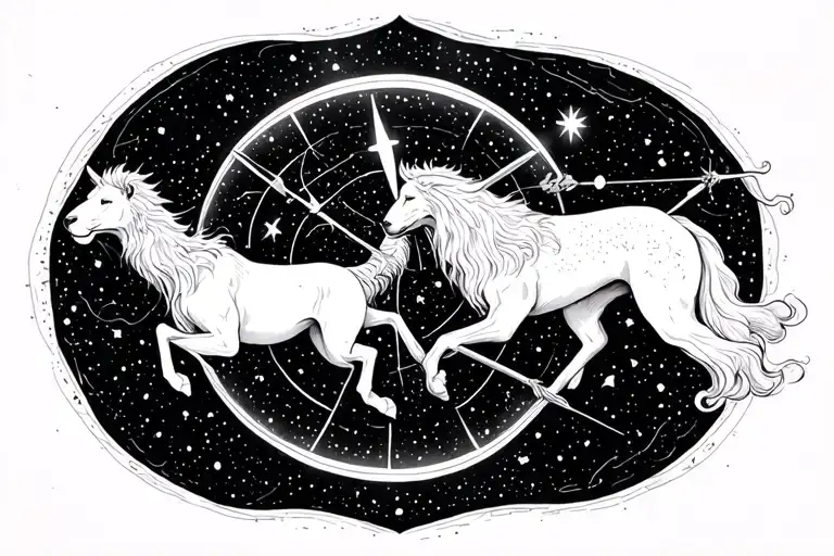 Leo Virgo and Sagittarius constellation tattoo design idea